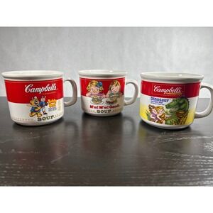 Vintage Campbells Soup Mugs Set of 3 Teddy Bear Dinosaur Campbell Kids 1989 1990